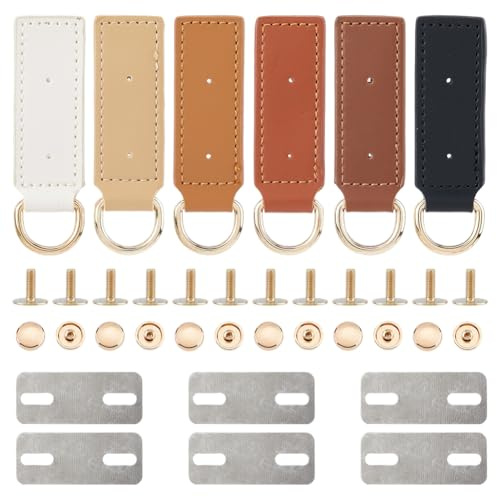 SUPERFINDINGS 6 juegos de hebilla de anillo en D con tornillos para monederos, correas, ganchos de montaje con arandela de tornillo, construcción propia, hebilla de cuero rectangular, hebilla lateral