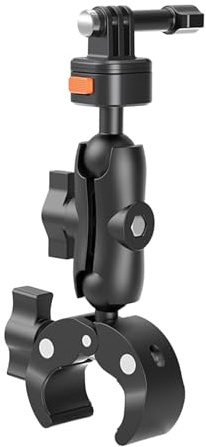 Clip girevole per fotocamere sportive con meccanismo rilascio e blocco sicuro angolazioni multiple