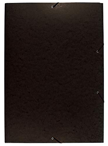 Exacompta 59651E Einschlagmappen DIN A2. Aus Colorspan-Karton mit 3 Klappen und 2 Gummizügen, 24 x 32 cm, DIN A4, schwarz Sammelmappe Dokumentenmappe für Büro und Schule