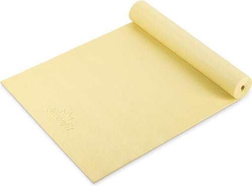 Queenfit Gymnastikmatte 0,5m - 173x61cm - Trainingsmatte für Pilates, Yoga & Fitness - rutschfeste Yogamatte - Rosa (Gelb)