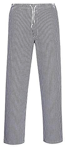 Portwest Pantaloni Bromleys Chef, Taglia Regolare, Colore: Blu/Bianco, Taglia: S, C079CHRS