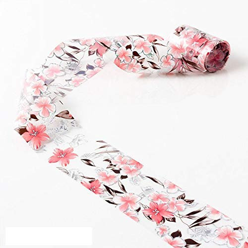 Nailart - Nagelfolie - Transferfolie - Blumen in Rose-Natur mit Silber/Hintergrund transparent - 1400-GL14