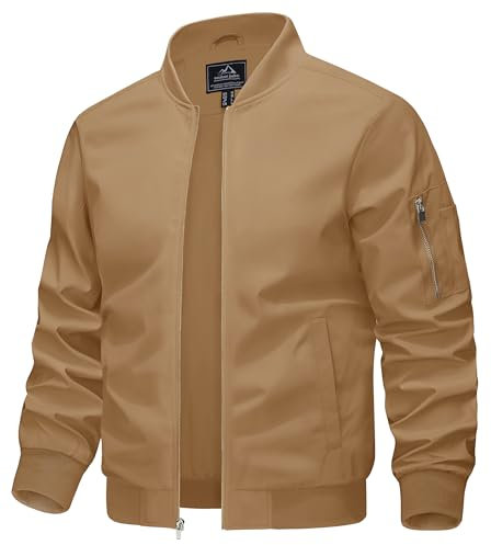 KEFITEVD Hommes Décontracté Sport Baseball Jacket Summer Bomber Vestes Cargo Coupe-Vent Militaire avec Poches,Kaki,2XL