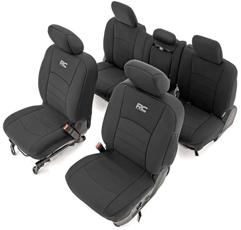 Rough Country Neoprene Seat Covers for Ram 1500 (2009-2018) & 2500 (2010-2018) - Waterproof & UV Resistant, Foam Padded, Front & Rear Seat Cover Set