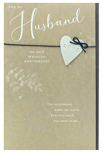 UK Greetings Wedding Anniversary Card for Husband - Classic Lettering Design