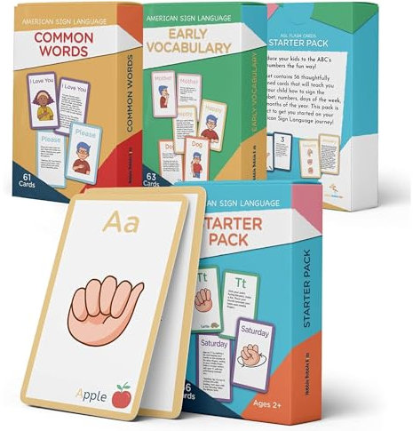 American Sign Language Flash Cards - 180 Cards to Teach Your Baby, Toddler or Kid ASL