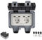Toma de Corriente Exterior IP66 Conector USB con Doble Interruptor para Pared Enchufe con Tapa Abatible para Jardines al Aire Libre y Garajes (Doble)