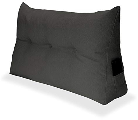 Comfort-Pur Kopfkissen Sofa Bett Keilkissen Dekokissen Zierkissen Ergokissen Rücklehnekissen dreieckig Produzent viele Größen (Anthrazit, 90 cm)