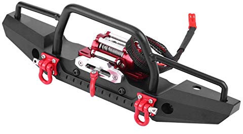 Dpofirs Frontstoßstange aus Aluminiumlegierung mit Winde, RC Car Crawler Upgrade-Teil, für klassisches Split-Design, inklusive Winde & Manueller Fernbedienungsschalter