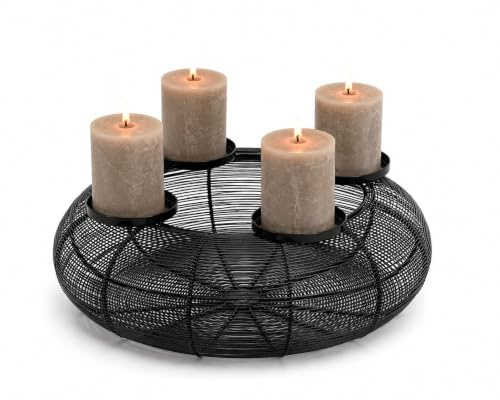 Elegant Advent Wreath Christmas Arrangement Made of Metal Diameter 38 cm Black Decorative Wreath Candle Holder Christmas Advent Winter Christmas Decoration Home Decoration