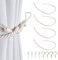Dalababa 2 Paar Vorhang Raffhalter mit Haken Gardinen Holdbacks Vorhanghalter Seil Clips Polyester Tiebacks für Haus Office Kinderzimmer Fenster Zubehör,Weiß