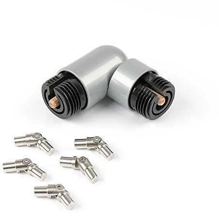DOLLE Eckverbindungs-Set/Gelenkverbinder für variable Erweiterung von 1 Holz- oder Aluminiumhandlauf und 5 Edelstahlstäben