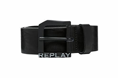 Replay Herren Gürtel aus Leder, Black 098 (Schwarz), 105