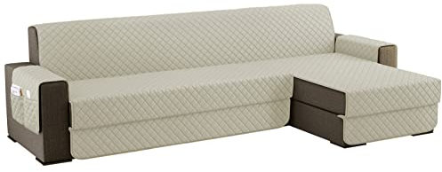 sevi's Sofabezug L Form 300cm Wasserdicht, Sofa überzug Ecksofa Reversibel Kratzfest Fleckenresistent - Sofa Cover für Katzen und Hunden - Weiße Creme