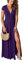 QUNERY Donna Abiti Estivi Casual Vestiti Lunghi Donna Estivi Manica Corta Vestito Donna Elegante Scollo a V Linea ad A con Spacco Maxi Abito Viola XXL
