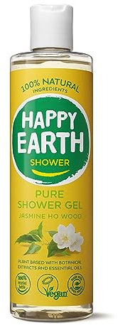 Happy Earth Gel Douche - Pour Hommes et Femmes - Gel Douche - 100% Ingrédients Naturels & Végan - Jasmine Ho Wood - 300 ML