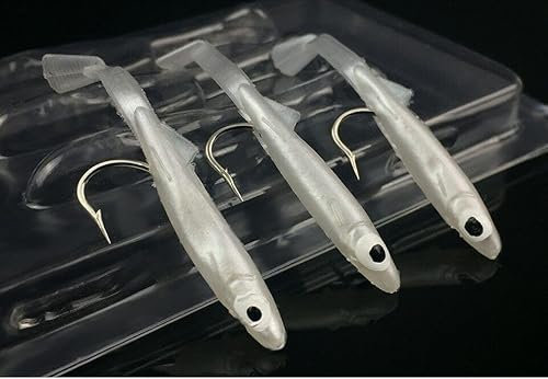3X White Savage Lure 5.5cm 0.7g Soft Lead Head Fishing Tackle Hook Baits Gear