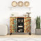 MNISDFL Schränke Anrichte Mehrzweckschrank Sideboard mit 2 Türen 90x33x75 cm Altholz Massiv