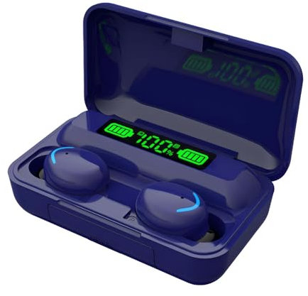 BisBro Auricolari senza fili, EQ, Bluetooth 5.1, batteria da 48 ore, ricarica con USB-C, impermeabili, riduzione del rumore, touch (blu scuro)