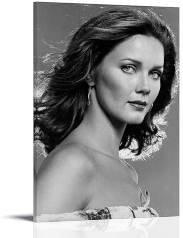 OqcEha Lynda Carter Retro-Poster, Schauspielerin, Heimdekoration, Wandkunst, zum Aufhängen, für Schlafzimmer, dekoratives Gemälde, ästhetisch, 50 x 75 cm