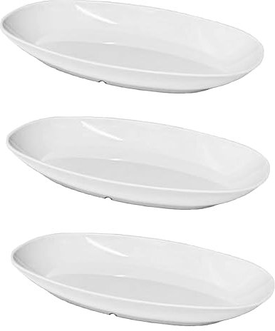 Harfield Deep Oval Medium Plates Pack of 3 400ml Food Platter Virtually Unbreakable Polycarbonate Plastic