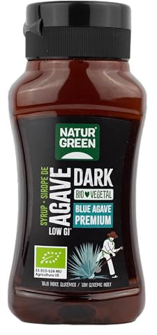 NaturGreen - Sirope de Agave Dark BIO, Sirope de Agave Premium, Ecológico, Bajo Índice Glucémico, Endulzante, 100% Vegano, Sin Gluten, Sin Lactosa - 258 ml/350g