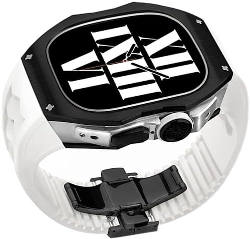 ILAZI Premium-Gehäuse aus Titanlegierung, Fluorkautschuk-Armband, für Apple Watch Ultra 8, 49 mm, Gummi-Uhrenarmband und Edelstahl-Verschluss, Mod-Kit, für Herren und Damen, Ersatzarmband, 49 mm,