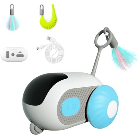 EliphonTowne Turbo Tail 2.0 Cat Toy - Interactive Remote Control Toy USB Rechargeable, Gravity-Sensing Movement, Automatic & Smart Cat Toy for Indoor Play(Blue)