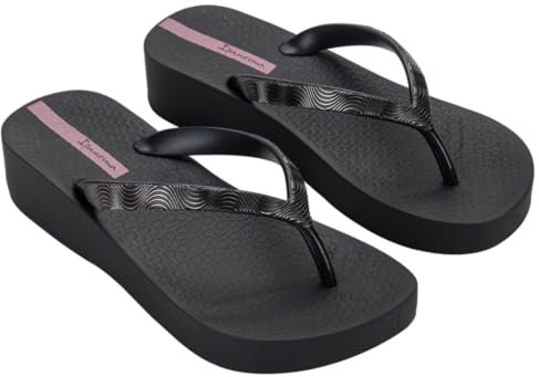 Ipanema Femme Mesh X Plat Fem Tongues, Noir, Noir, Lilas, 37 EU