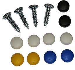 Set of 4 Number Plate Screws with Drill Bit Number Plate Attachment 4 x Screws 4.8 x 19 mm Including 10 Cover Caps Attachment for Car Number Plate
