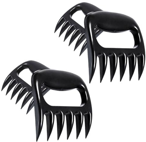 UILYNIU 4 Pièces Griffes de Déchiqueteuse à Viande D'ours, Griffes D'ours pour Barbecue, Patte D'ours pour Couper la Viande, Pattes D'ours pour Barbecue, Déchiquetage, Manutention (Noir)