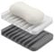 2 Pack Silicone Soap Dish with Drainage, Non-Slip and Portable Holder for BShower, Bathroom, Kitchen (Grey, White)