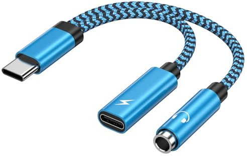 USB C Kopfhörer Adapter, 2 in 1 Typ C auf 3,5mm Klinke, USB C Samsung Adapter Kopfhörer und Laden für Samsung Galaxy S25 S24 S23 A55 A54 5g,iPhone 16/15,Google Pixel
