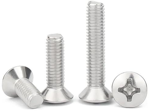 Wildeep 10pcs 5-50mm M5 M6 GB820 DIN966 A2-70 304 Stainless Steel Cross Recessed Phillips Raised Countersunk Head Half Oval Screw Bolt(10mm,(10pcs) M5)