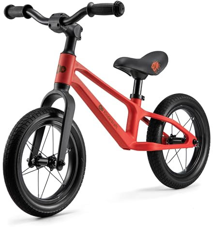 Kinderkraft ETER Draisienne jusqu'à 35 kg, vélo d'apprentissage léger, Roues de 12 , Cadre en Nylon, Selle réglable en Hauteur, Direction limitée, poignées en Caoutchouc, Design Sportif, Rouge