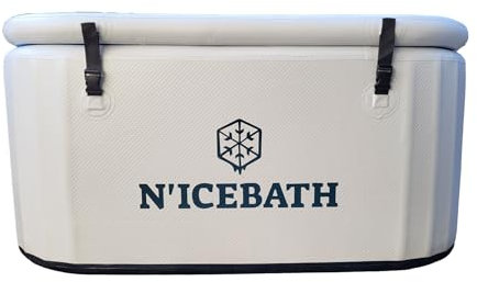 N'ICEBATH RefreshTub 150 cm - Profi Eisbad Wanne aus Fiberglas für 1-2 Personen - isoliert 420 L - inklusive Deckel, Pumpe & Zubehör - für Kältetherapie - Maße 150 x 150 x 75 cm