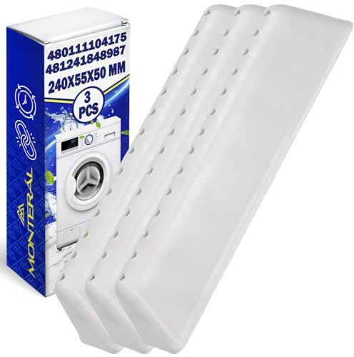 3 Pezzi Trascinatore per Tamburo Lavatrice 238x54х14 mm 480111104175 481241848987 Palette Lavatrice per Whirlpool per Bauknecht - Garanzia di 10 Anni - MONTERAL