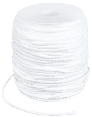 BENECREAT 100m/109.36 Yards Round Nylon Cord, 4.5mm White Piping Cord with Cotton Insde for Upholstery Pillows Welting Applications