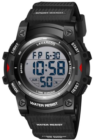 Timever Orologio Uomo,Orologio Digitale con Sveglia,Cronometro,Data,Luce,Orologio Sportivo con Cinturino in Silicone,Resistenza all'acqua Fino a 5 ATM