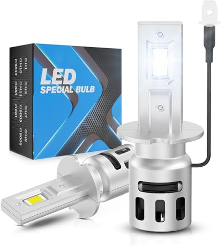 TUINCYN Ampoule H3 LED Voiture, 30000LM 800% Luminosité H3 LED Lampes, LED H3 Anti Erreur 6500K, 1:1 Design Phare de Voiture, Remplacement pour Halogènes, Plug and Play, 2 Ampoules