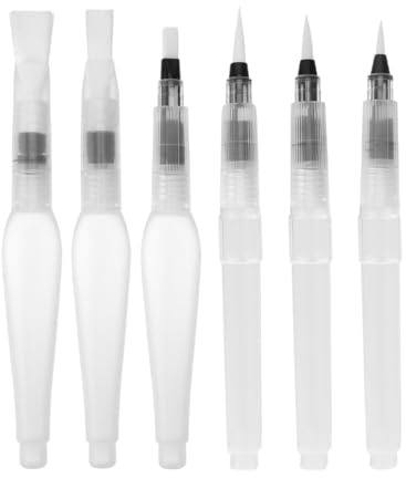 YAZWUR 6 Pinceaux à Réservoir d'Eau, Aquarelle Rechargeables avec Réservoir, Pinceaux Précis pour Peinture Aquarelle et Techniques Artistiques, Idéal pour Débutants et Artistes (Plastique Bleu)