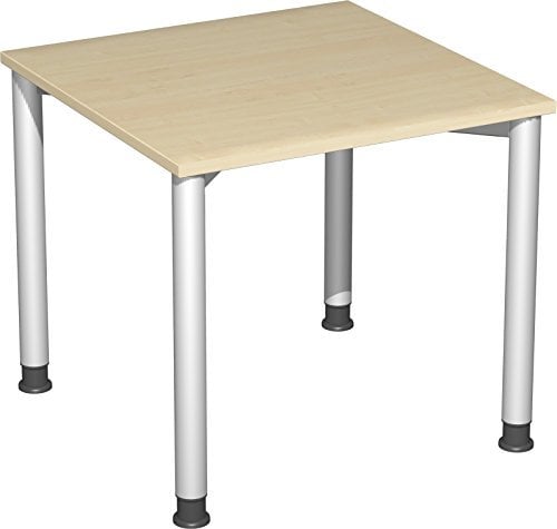 Gera Möbel 4 Fuß Flex Schreibtisch, Holzdekor, ahorn/Silber, 80 x 80 x 72 cm