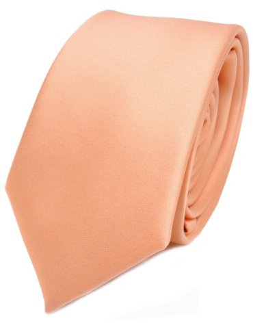 TigerTie Herren Krawatte 6 cm schmale Satin Tie in lachs orange hellorange einfarbig uni Business, festliche Veranstaltungen und Freizeit