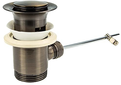 tecuro Exzenter Ab- und Überlaufgarnitur Messing bronze bronziert - für Waschtische mit Überlauf