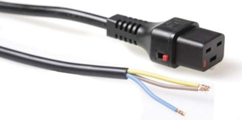 Advanced Cable Technology 2.0 m C19 Buchse – Open End 2 m C19-Koppler Schwarz – Elektrokabel (2 m, weiblich, Kupplung C19, 230, 16, Schwarz)