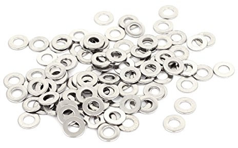 sourcingmap M3x6mmx0.5mm Rondelle Plate en Acier Inoxydable Rond pour Vis à Boulon 100Pcs