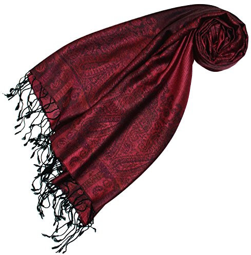 Lorenzo Cana Marken Damen Pashmina Schal Schaltuch Stola Umschlagtuch opulentes Muster in harmonischen Farben mit Fransen 70 cm x 180 cm 100% Modal 7815888