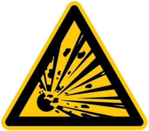 LEMAX® Warnschild, Warnung vor explosionsgefährlichen Stoffen W002 DIN EN ISO 7010 Kunststoff gelb/schwarz, 200mm