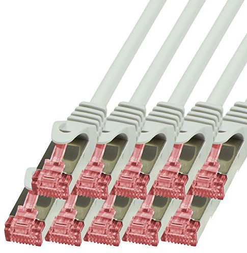 BIGtec Lan Kabel 10 Stück 2m Netzwerkkabel Ethernet Internet Patchkabel CAT.6 grau Gigabit SFTP doppelt geschirmt für Netzwerke Modem Router Switch 2 x RJ45 kompatibel zu CAT.5 CAT.6a CAT.7 Stecker