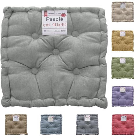 Tata Home Cuscino per Sedia 40x40x7 cm Cuscino Mattonella Sedia da Interno ed Esterno Cuscino Pavimento Materasso Trapuntato Imbottito Colore Grigio